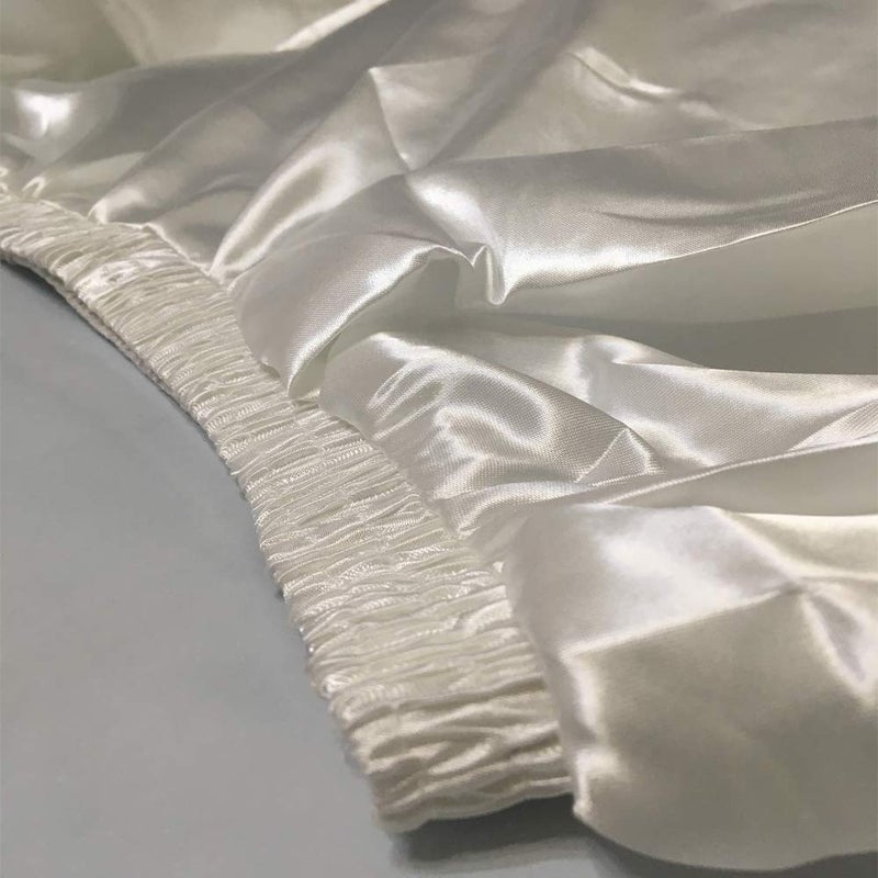 Backgarden Ladies 90cm Satin Maxi Midi Skirt Long Dress Elastic Waist for Belly Dance Princess Party Cosplay Costume (White) - Image 2